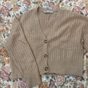 Zara Women's Beige Cardigan Sweater